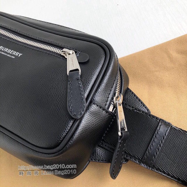 Burberry專櫃新款包包 巴寶莉官網最新款黑色全皮腰包胸包挎包  db1000